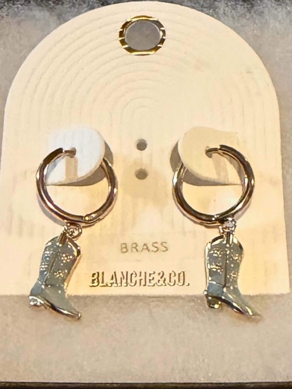 Brass Blanche & Co. Cowboy Boot Hoop Earrings - Gold